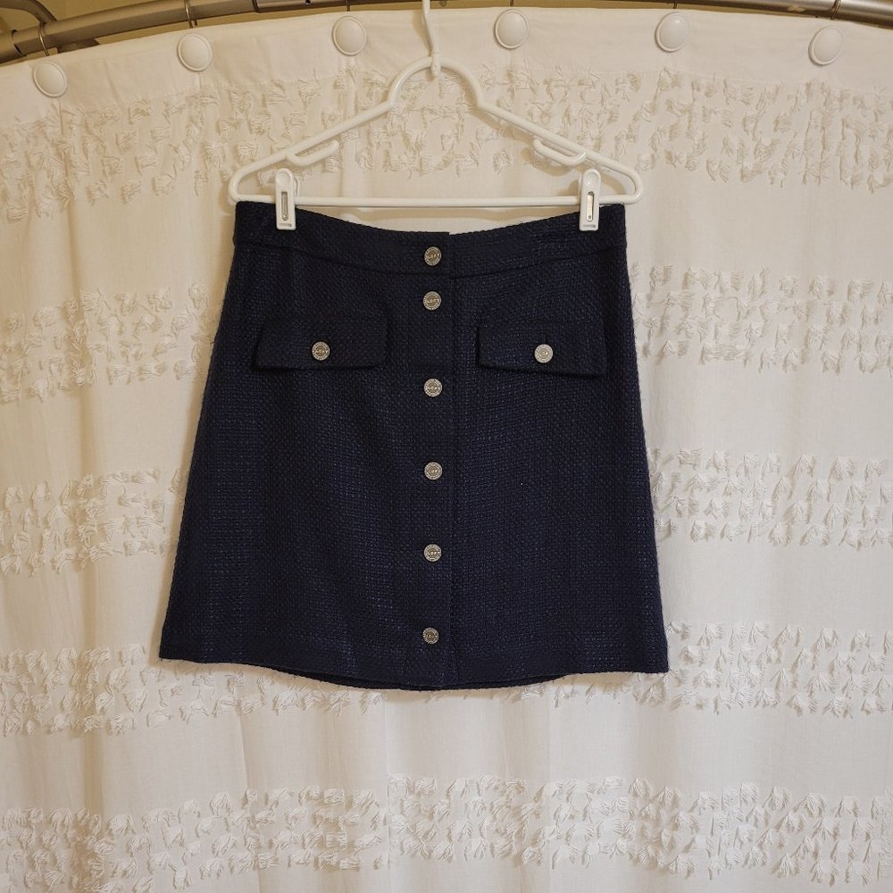 Loft Tweed Skirt - Navy, Size 8